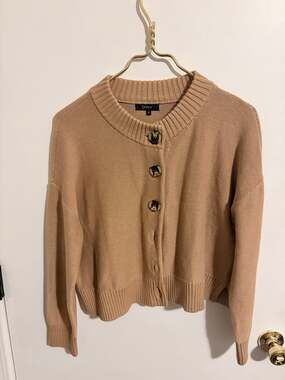 Quince Cropped Cardigan Knit Sweater